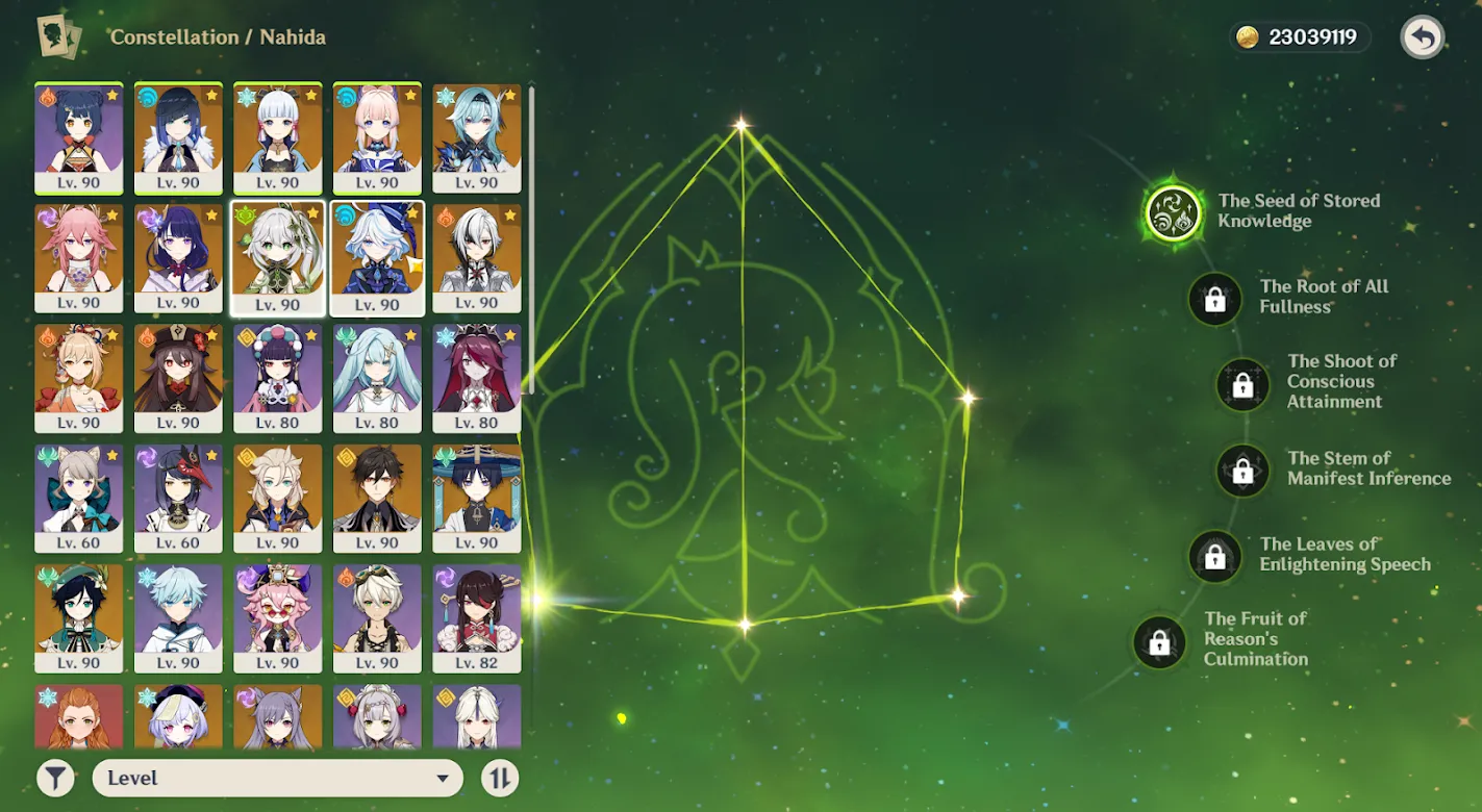 GI1062 High-End AR60 EU Starter – Furina C1, Wanderer C1, Nahida C1, Yae Miko C2, Zhongli C1, 41 Legendary Units